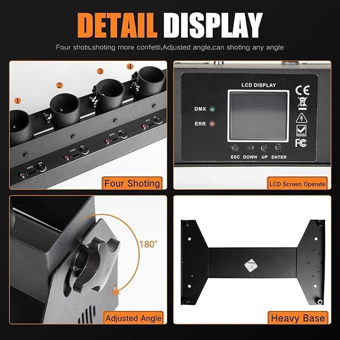 Mașină de suflat confetti cu 4 capete și control DMX