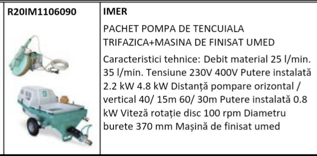 Pompa de tencuit (nisip+multibat) trifazica