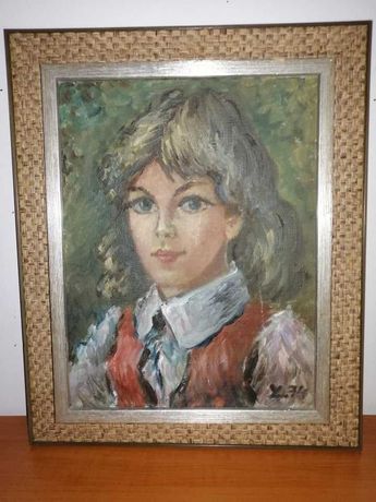 Tablou pictura ulei pe panza YNGVE LIDSTRÖM portret fata 1974 Suedia