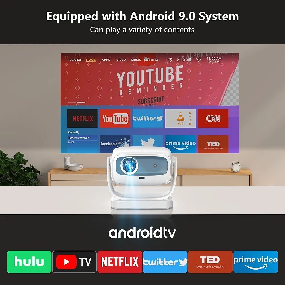 4K интелигентен проектор с Android  5G WiFi6 и Bluetooth  300ANSI