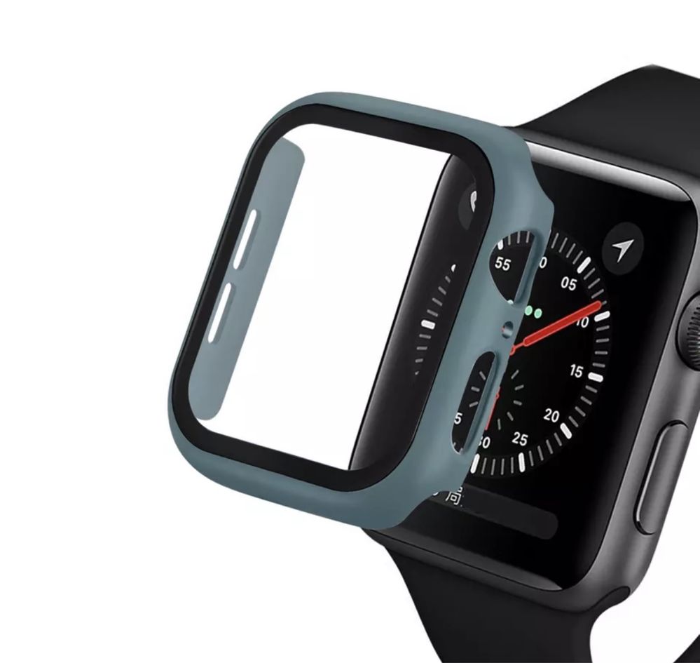 Husa / Carcasa Margine Silicon Geam Plastic Pentru Ceas Apple Watch