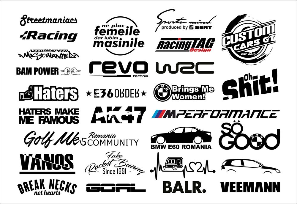Stickere auto pentru caroserie, luneta, geamuri laterale, etc