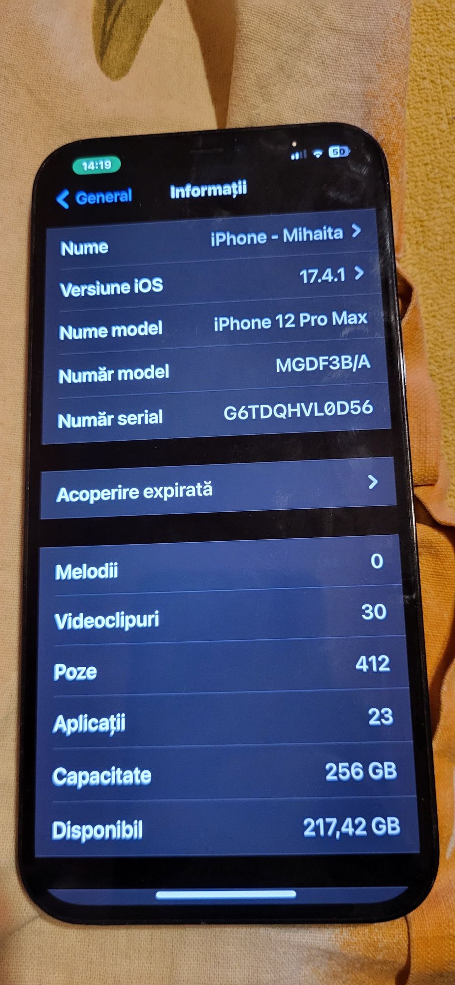 Iphone 12 pro max 256 memorie 6 ram  arata cum se vede