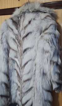 Палто от сребърна лисица, естествен косъм