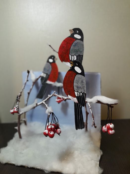 зимняя поделка ,,Снегири,,