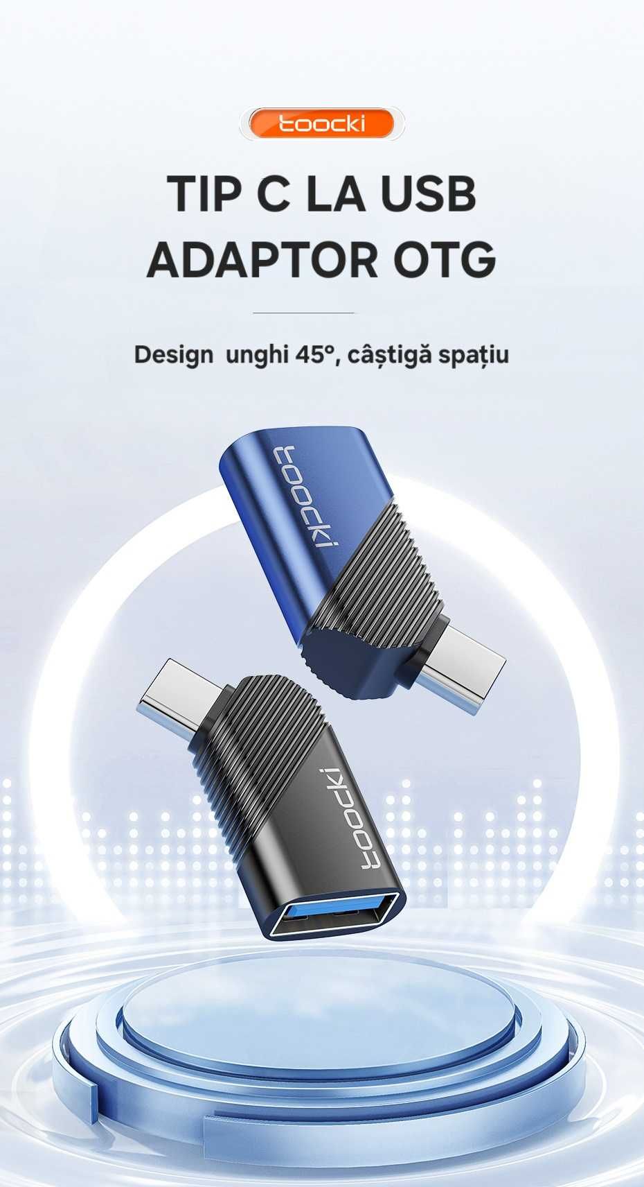 Set 3 adaptoare USB cot 45°. Transmite 5Gb/s. Câștiga spațiu.Universal