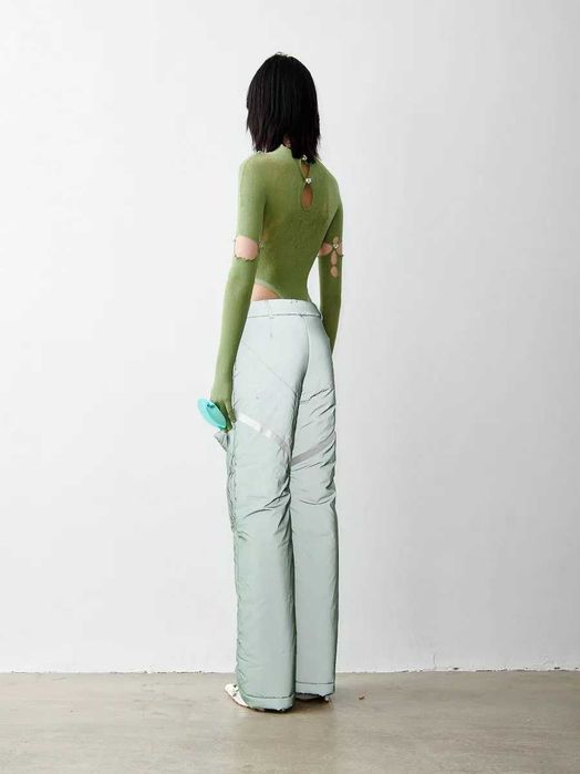 Светлоотразителен ски панталон Poster girl в зелено сив цвят