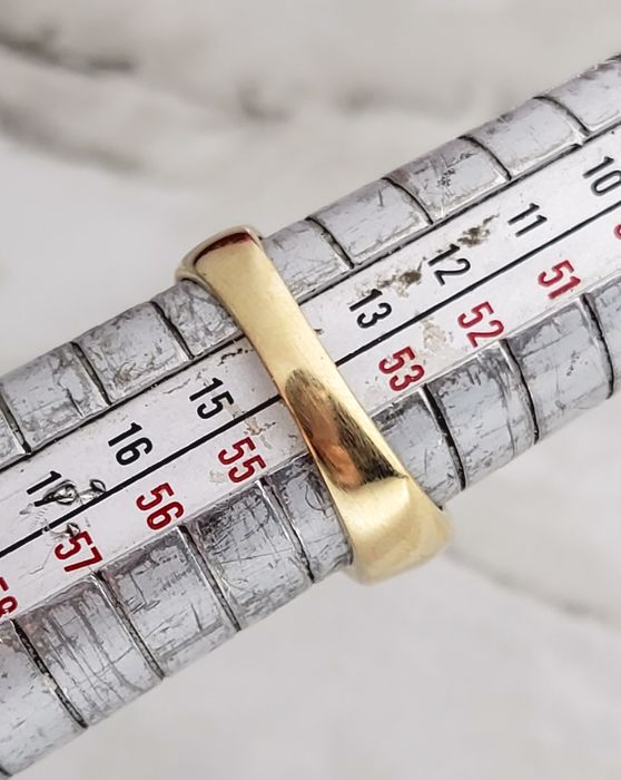 Inel de tip bypass din aur galben de 14K, cu zirconii verzi