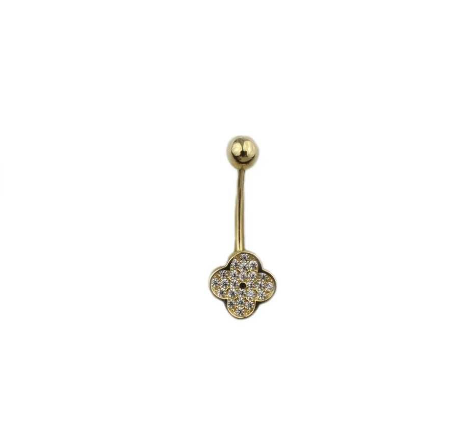 Piercing aur galben buric trifoi - DA493