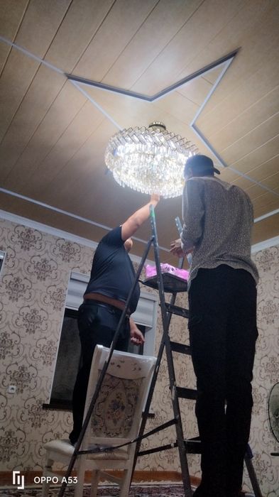 Установка люстры