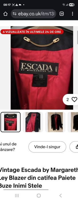 Vand palton Escada vintage LXL aspect blana