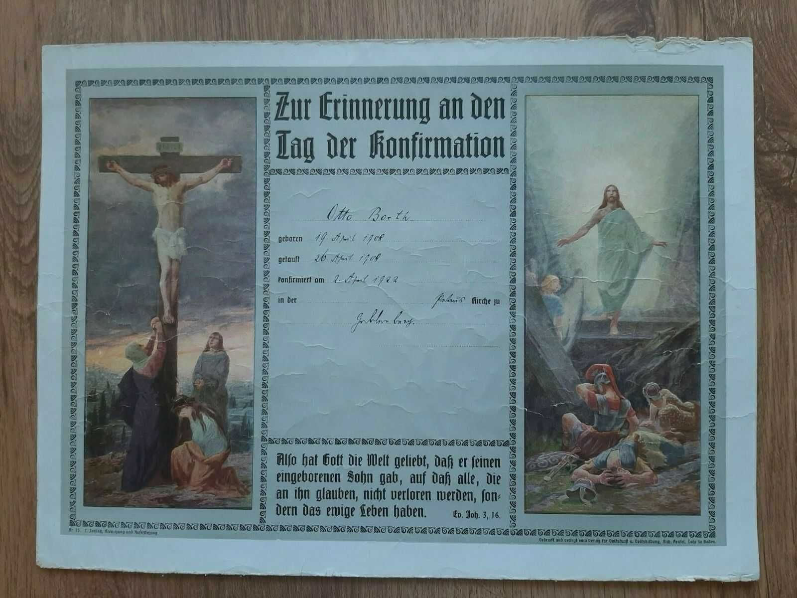 Diploma certificat acte documente vechi Germania 1920