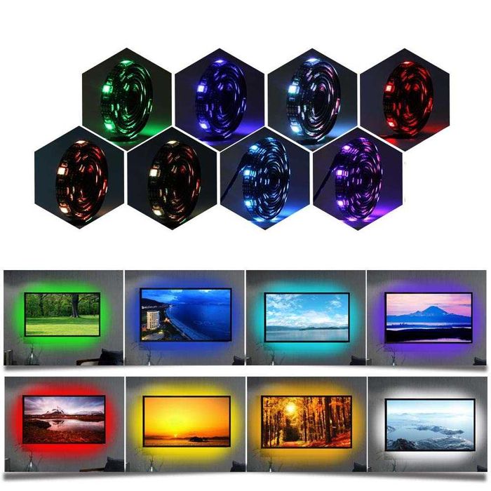 Banda LED RGB 2m 3m 5m pentru TV ,camera, aplicatie telefon, USB