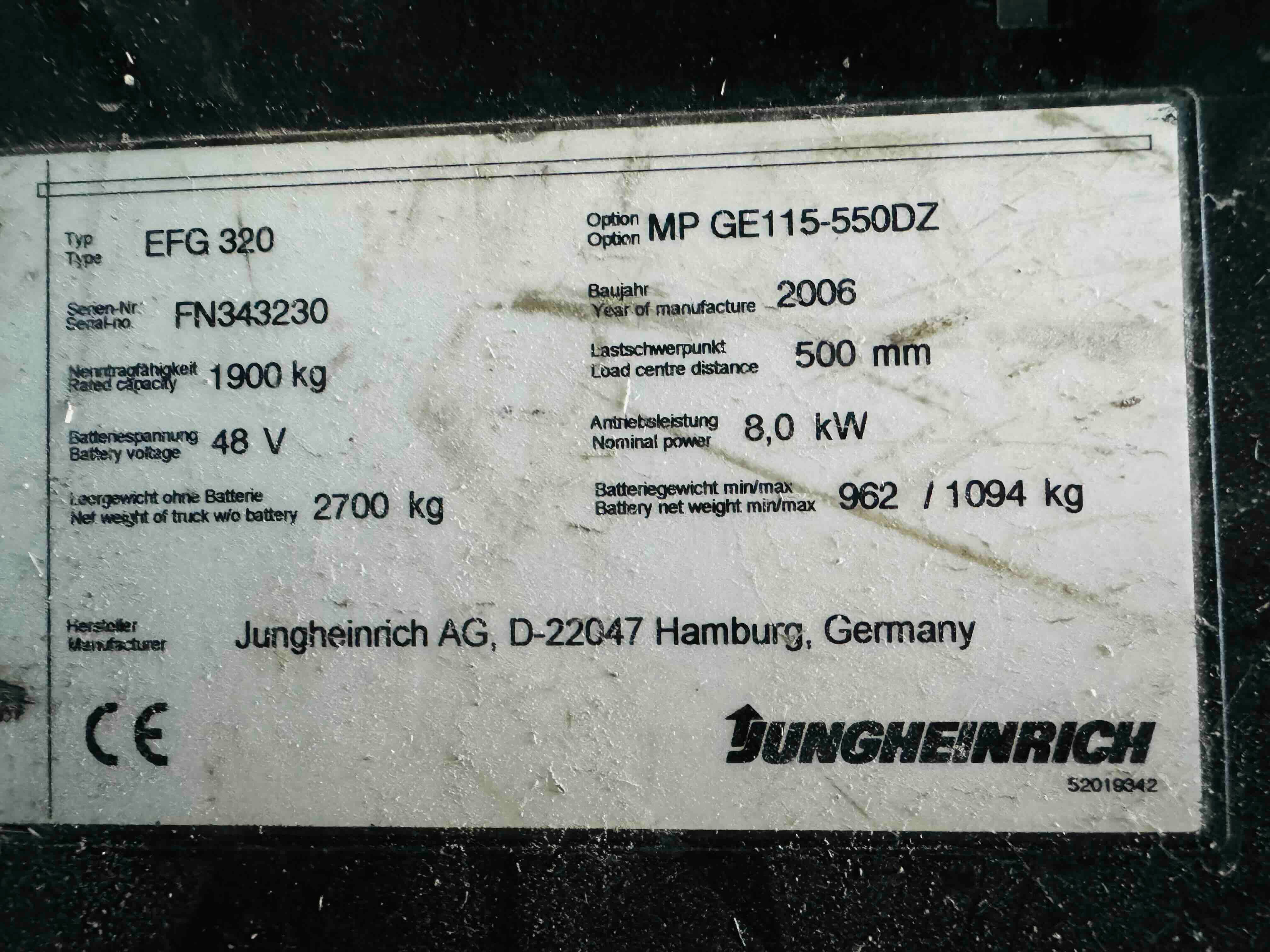 Електрокар Jungheinrich EFG 320