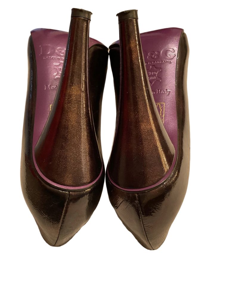 Pantofi Dolce & Gabbana (D&G), 35, originali, maro cu accente de bronz