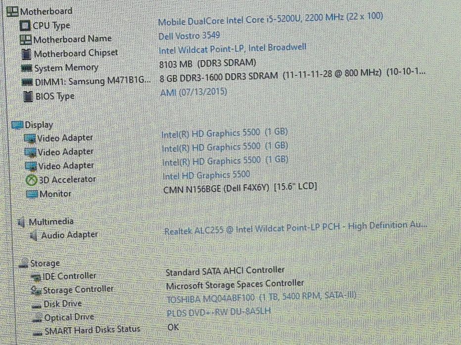 vand laptop Dell Vostro 3549..15.6"..8 Gb..Hard 1 TB..arata f bine.