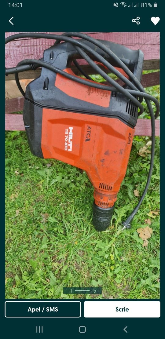 Hilti  Te 70.  Mașina de  taiat  cablu Milwaukee  Laser Top din