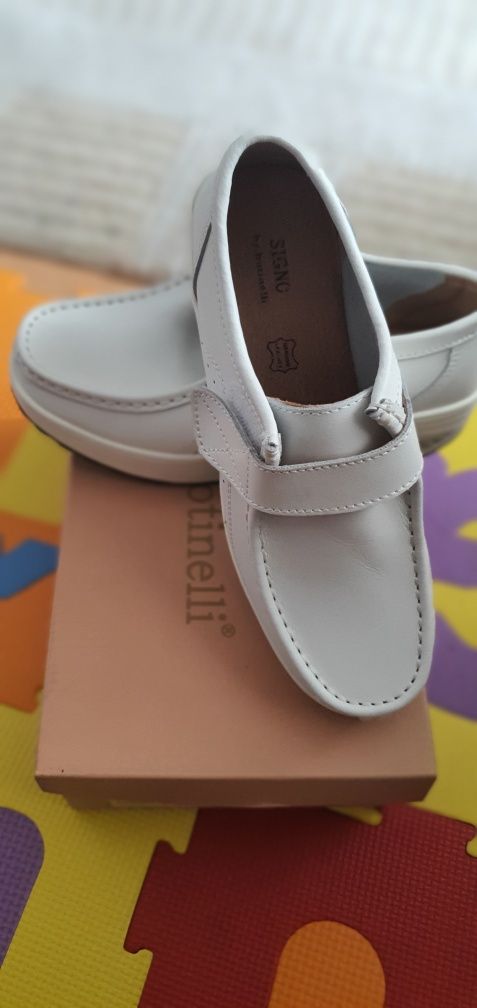 Pantofi casual Dama, Mocasini Piele naturala, Alb marimea 38-39