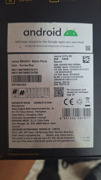 Realme 9 pro 128gb 8ram