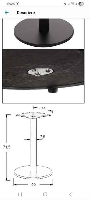 Picior de masa pentru hotel si restaurant SH-2010-1, 40x71,5 cm, negru