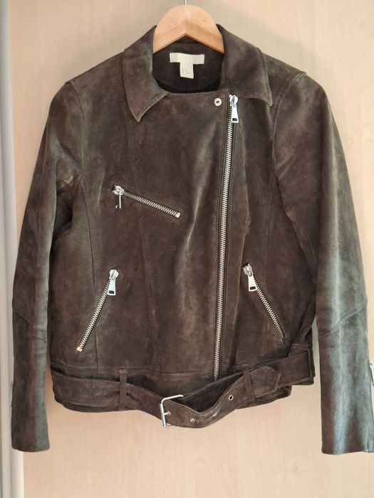 Geaca biker piele intoarsa H&M
