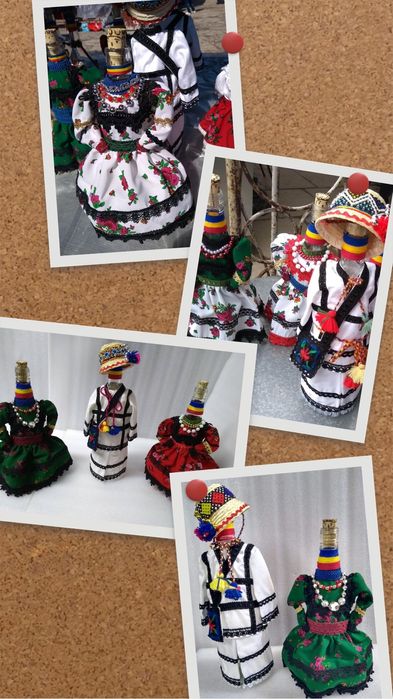Cadou, Sticle hndmade port popular, sculptura lemn  Cu dedicatii