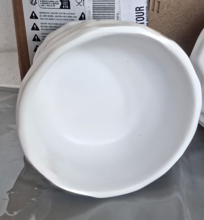 Комплект купички за животни с подложка, керамични, скосени, бели