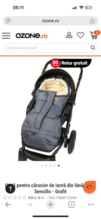 Sac penteu carucior cu lînă