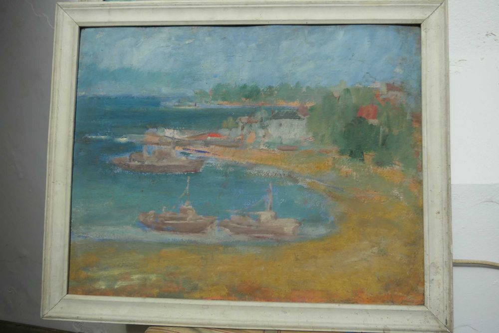 Peisaj Marin Golf Vapoare Tantzi Demetriade Stefan Ulei/Carton 70/50cm