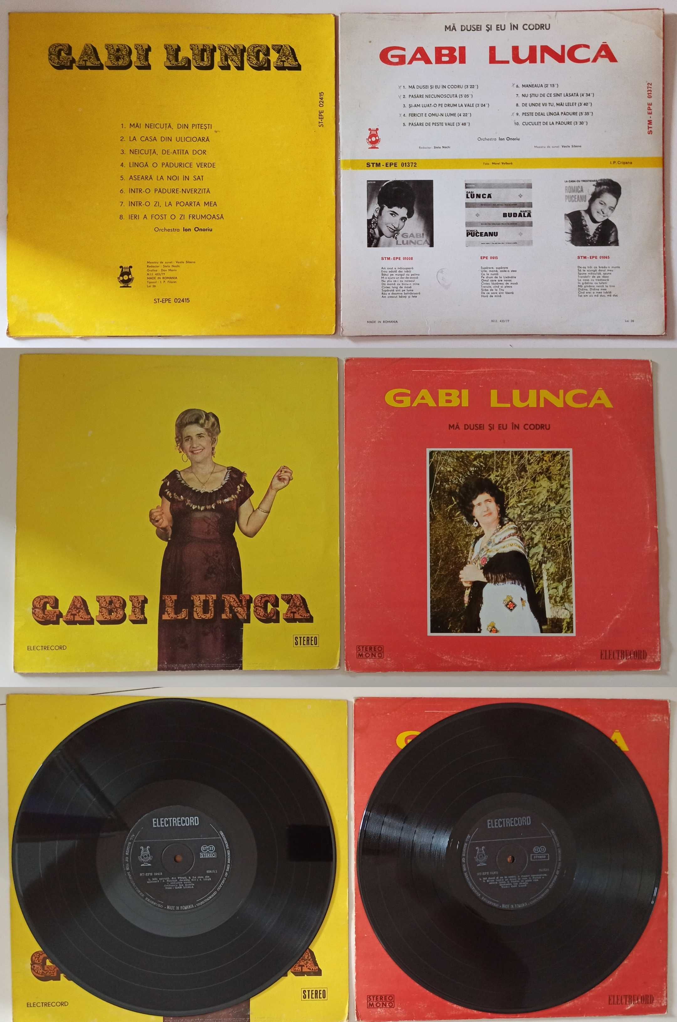 Vinil lăutărească Gabi Luncă, Romica Puceanu, Dona Siminică, M Tănase