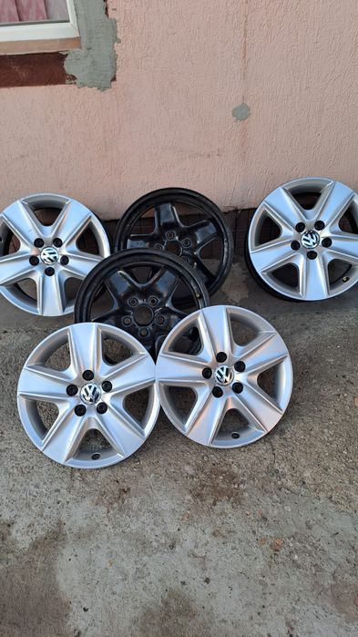 Jante tablă r16 capace, anvelope All sesons 215 60 16