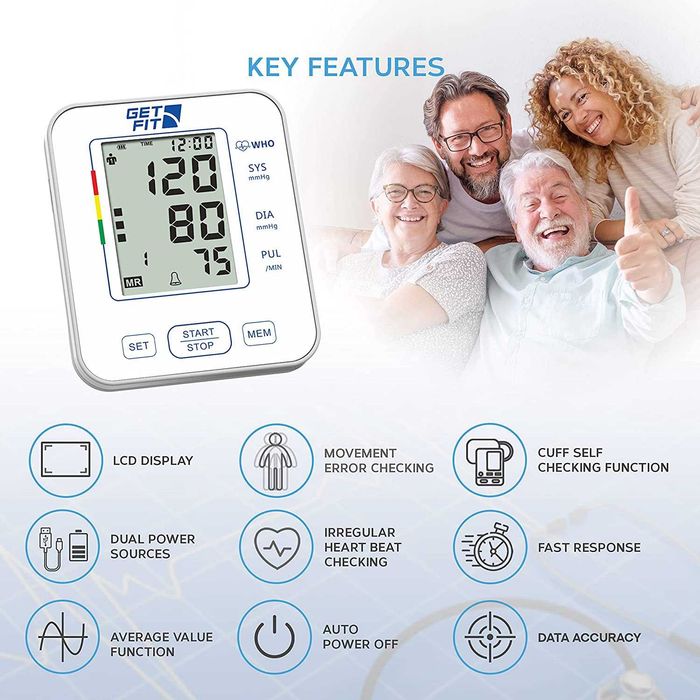 Get FitМедицински апарат за измерване на кръвно на ръката,LCD дисплей