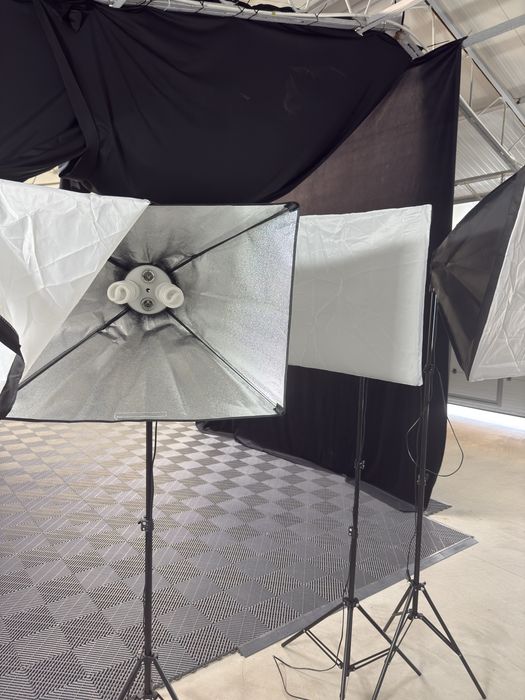 Lumini studio & suport fundal studio plus 3 materile textil