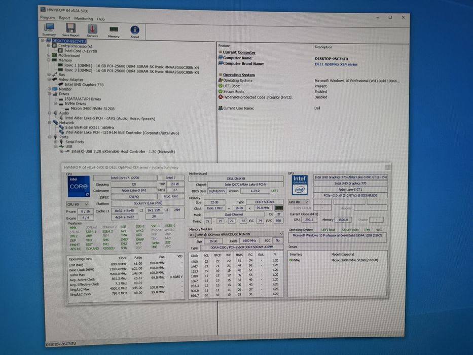 Pc Unitate Dell OptiPlex XE4 - Intel 17-12700, 32GB ram, 512GB ssd