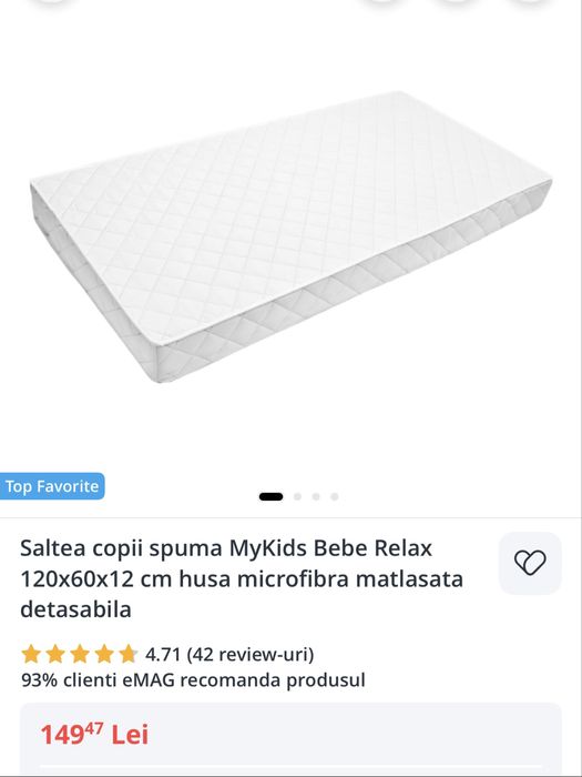 Patut din lemn Klups Karolina II, cu saltea de 12cm si protectie