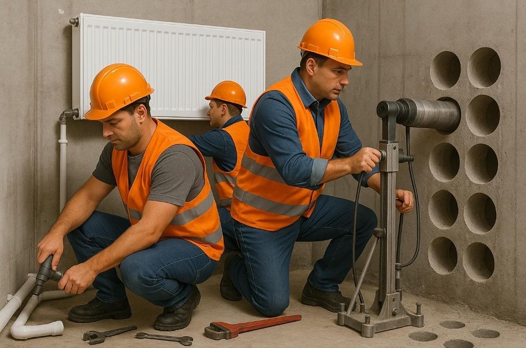 Beton plitalarni almazni teshish kesish yorish va santexnik xizmati
