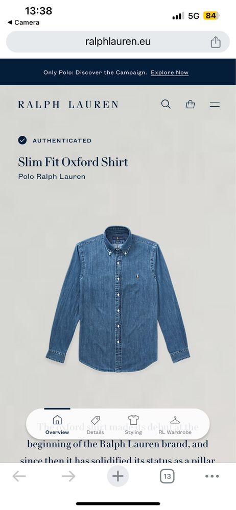 POLO Ralph Lauren : Oxford Slim Fit - Нова M / Оригинал