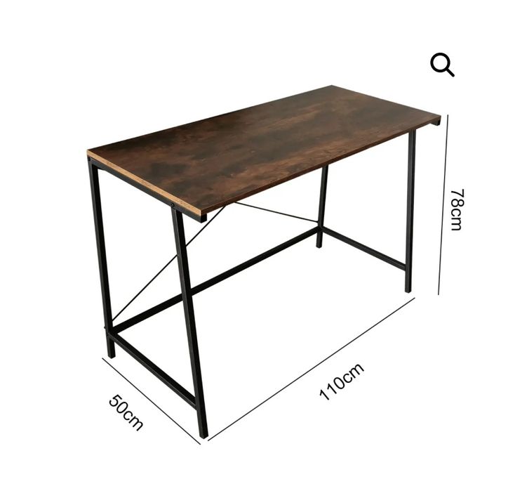 Бюро или маса за лаптоп - индустриална винтидж черен метал, кафяво дър