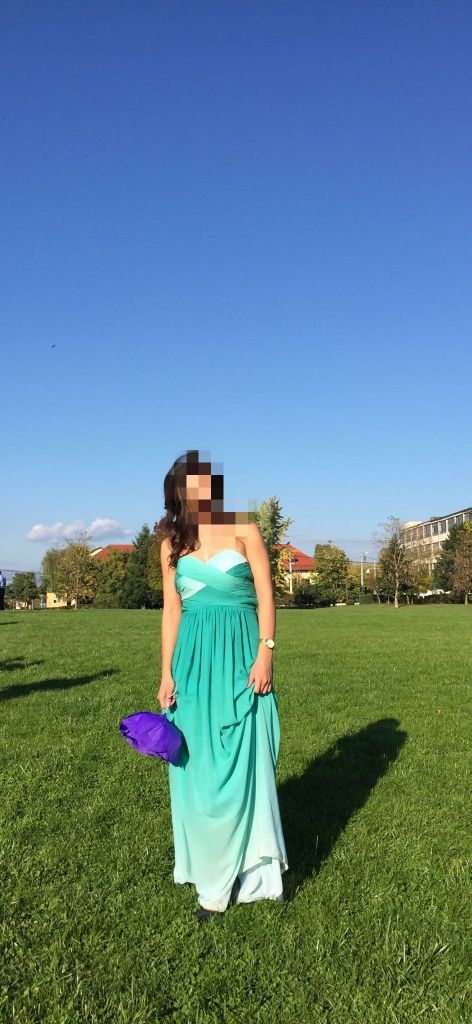 Vand rochie eleganta turcoaz, lunga, marimea S