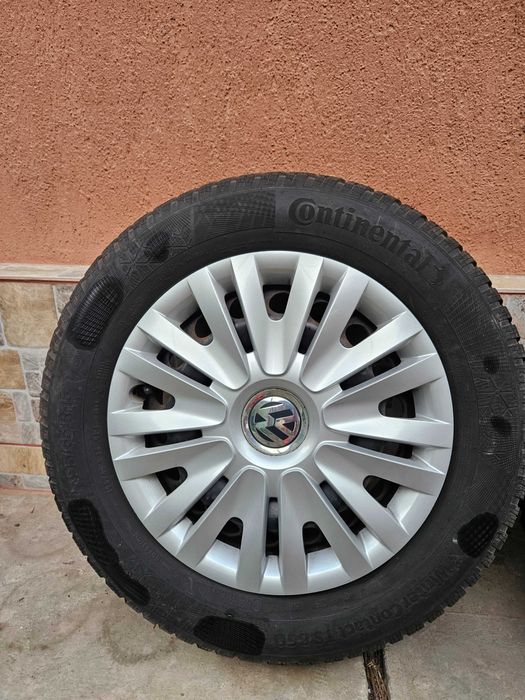 Set roti iarna Continental TS860+jante otel 15''+capace originale VW