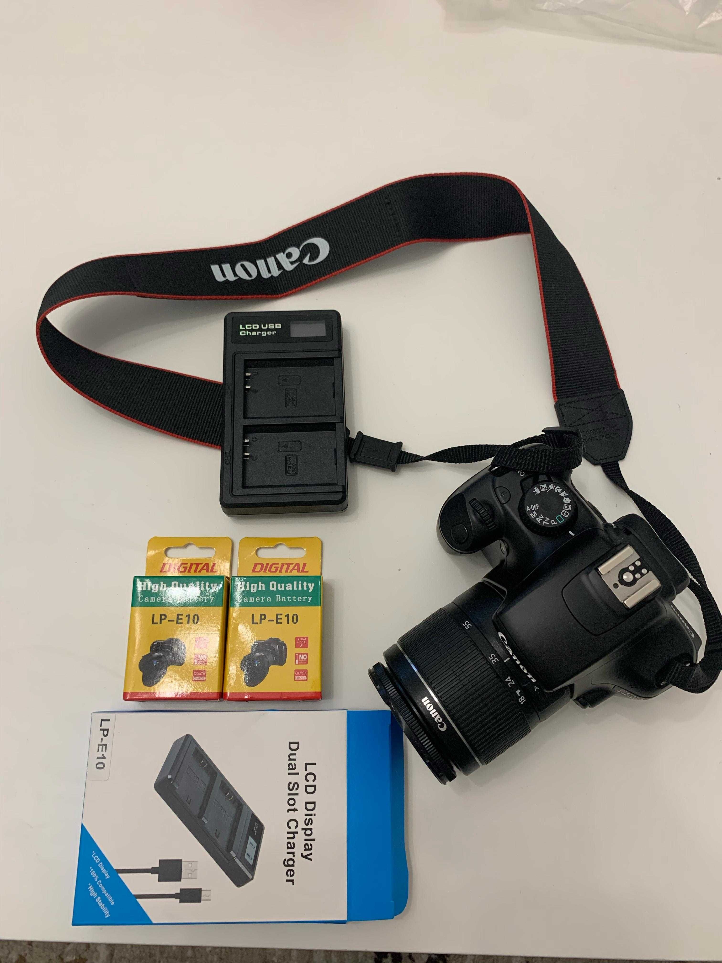Canon EOS 1100D + Obiectiv EFS 18-55mm + 3 acumulatori
