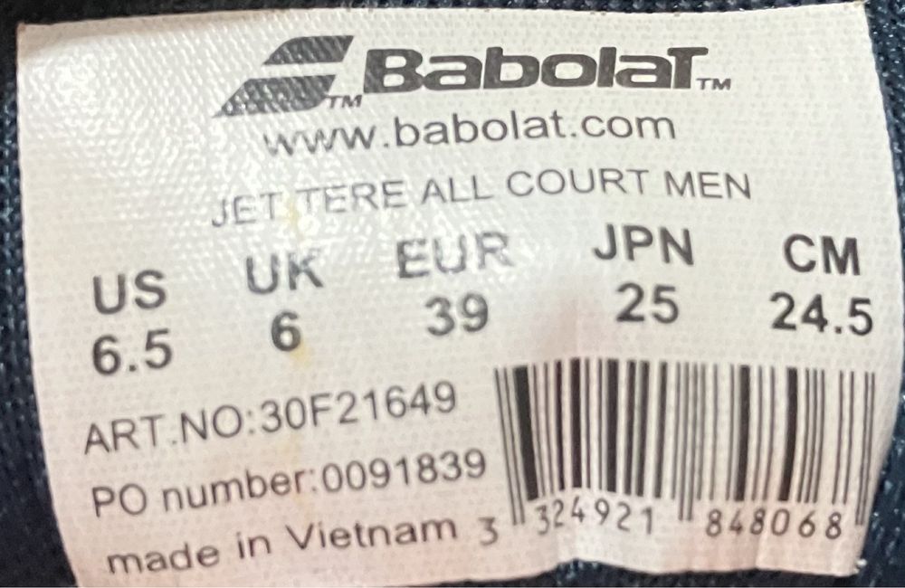 Обувки за тенис на корт Babolat jet tere all court 39номер