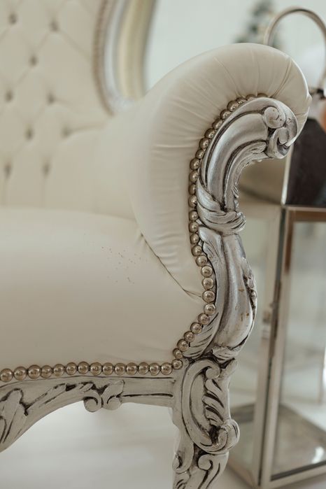 Fotoliu tip Tron - Lemn masiv - Imitație piele - Baroc