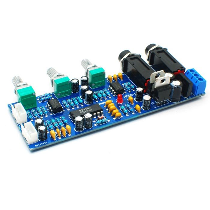 Preamplificator de microfon cu 2 intrari cu NE5532 si PT2399