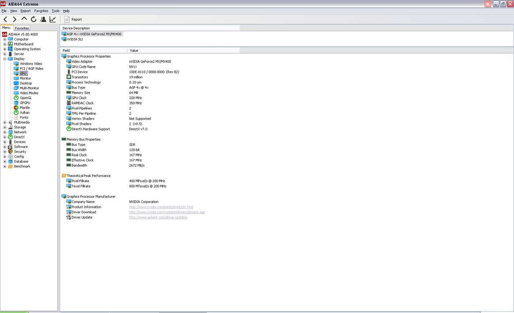 Sparkle SP6800M4TV/64MB GeForce 2 MX400 64Mb 128bit TV-Out AGP Testat