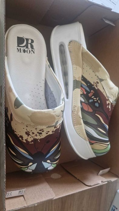 Saboti medicali ortopedici galbeni cu imprimeu, femei, marimea 37