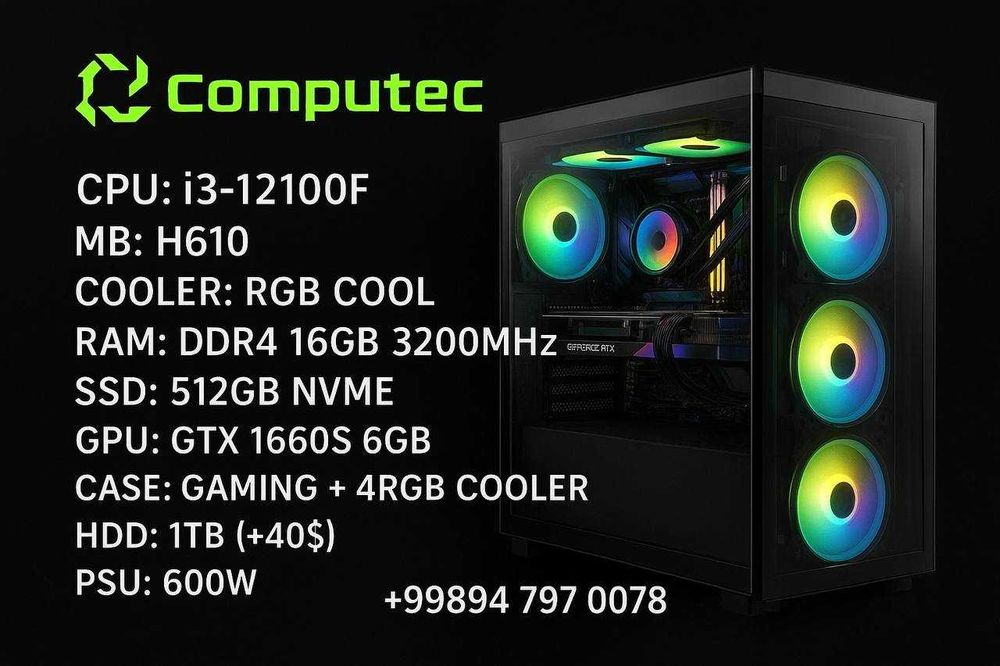 Игровой компьютер i3-12100/16gb/512gbNVME/GTX1660S Скидка!!!