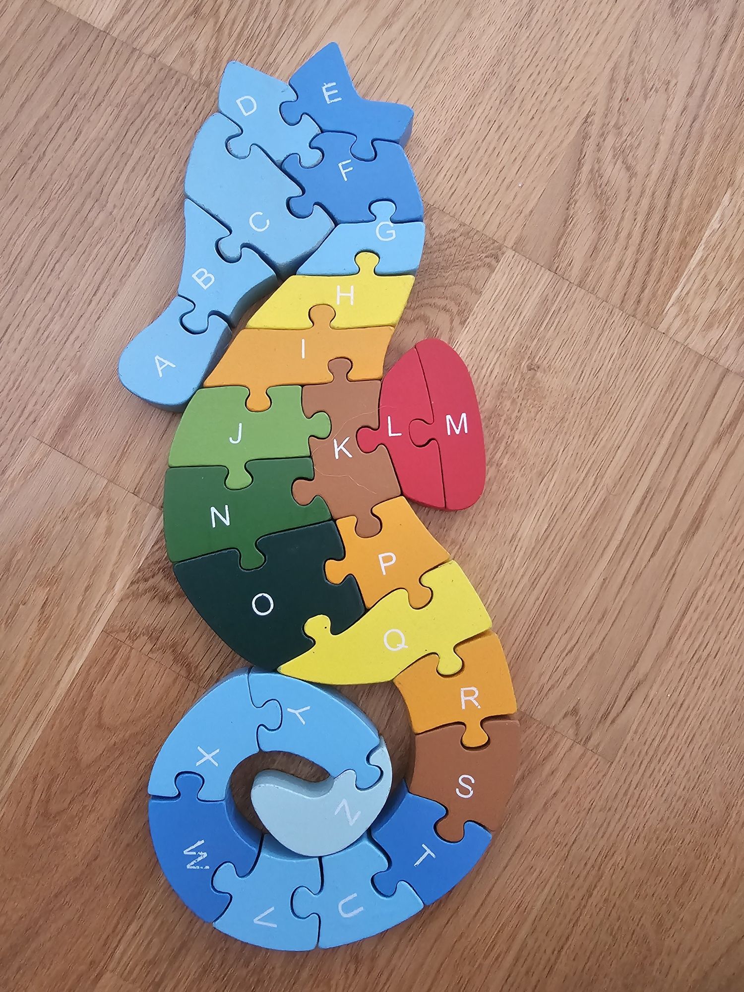 Puzzle 3D din lemn pentru copii cu Alfabet si Cifre