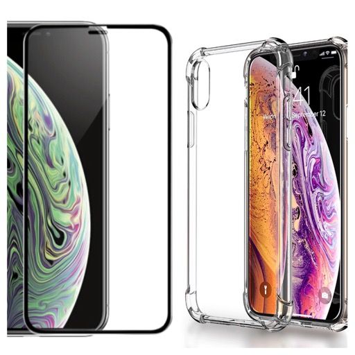 Iphone XR X XS MAX Husa AirBag Ramforsata si Folie Sticla Curved 9D