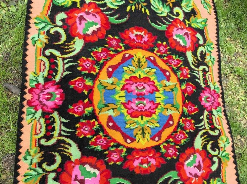 Covor nou oltenesc lana tesut manual 160x245cm anii 80 kilim chilim